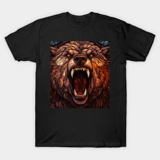 Druid Grizzly Bear Form Stained Glass Werebear T-Shirt